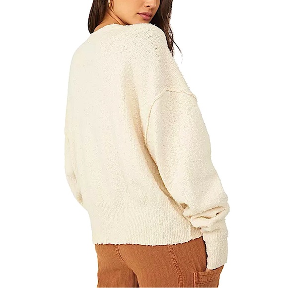 Free People Found My Friend Cardi Jacket Sweater Cardigan Cream NWT Large $78 - Picture 2 of 7